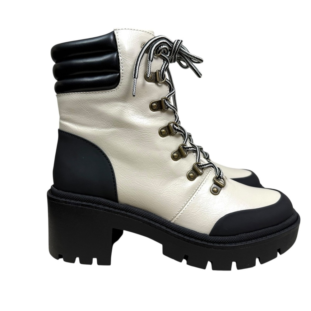 Michael by Michael Shannon Women Natacha Platform Boots Lug Soles Cream Size 8